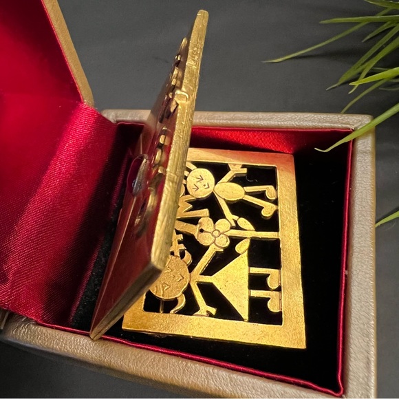 Vintage AJC Brooch Pin - OPEN HERE HEART #1 MOM Gold Tone Brooch - Picture 2 of 8